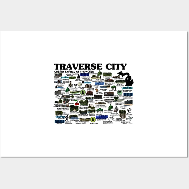 Traverse City Map Wall Art by fiberandgloss